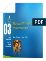 03ILMU. Microsoft Word Mata Kuliah Aplikasi Komputer. Sabar Rudiarto, S.kom., M.kom. KOMPUTER. Modul Ke Fakultas