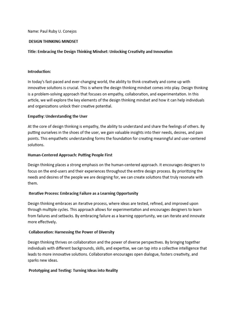 Paul ruby u conejos article about design thinking mindset pdf