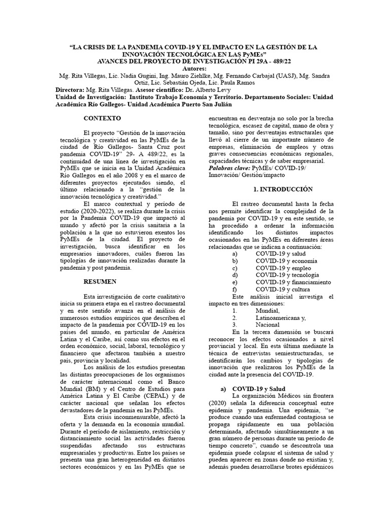 Impacto del COVID-19 en la Innovación de PyMEs | PDF | Pequeñas y ...