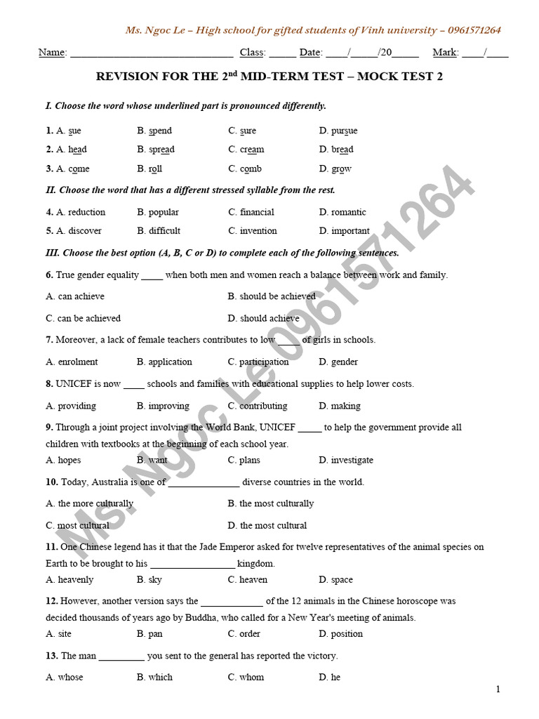 Global success 10 mid term 2 mock test 2 b n in download free pdf