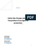 Cahier Des Charges Relatif À L'acquisition D'une Ligne de Production