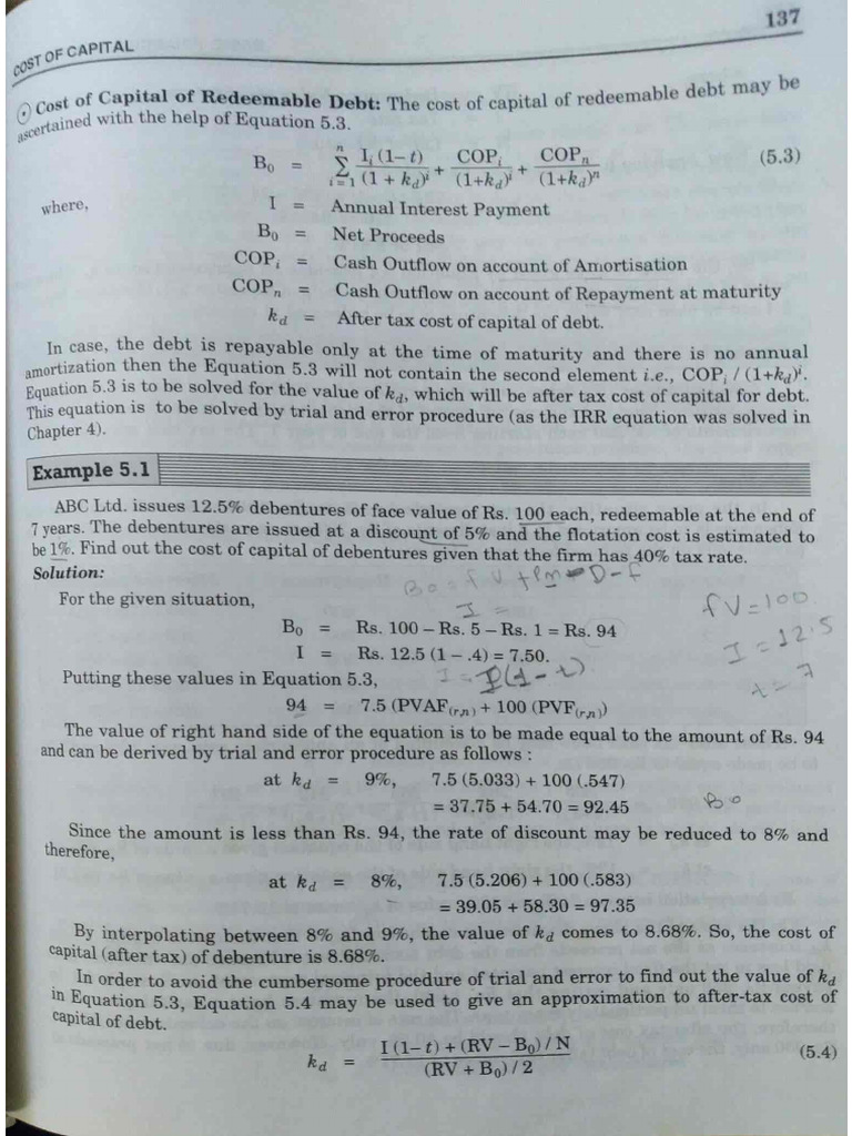 Cost of Capital - R.P.rustagi | PDF
