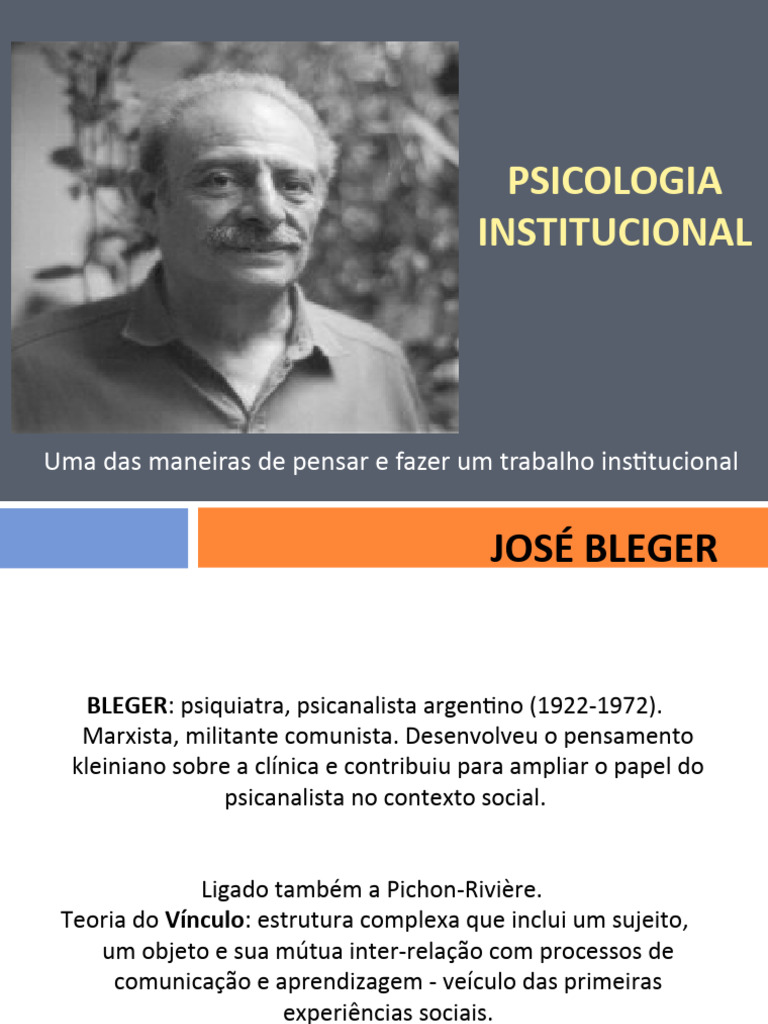 Psicologia Institucional de José Bleger | PDF | Psicologia | Sociologia