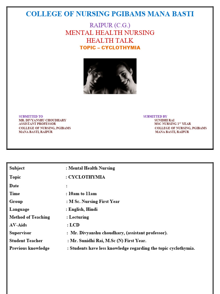 Cyclothymia Pdf Bipolar Disorder Mania