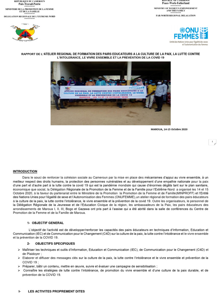 Formation des pairs éducateurs à la paix | PDF | la communication ...