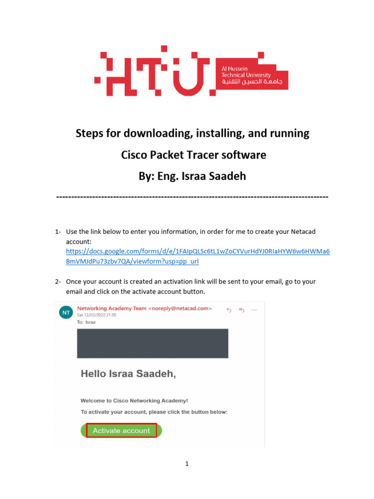 Steps for downloading installing and running cisco packet tracer