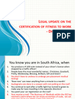 Legal Update On The Certification of Fitness To Work DR Jan Lapere