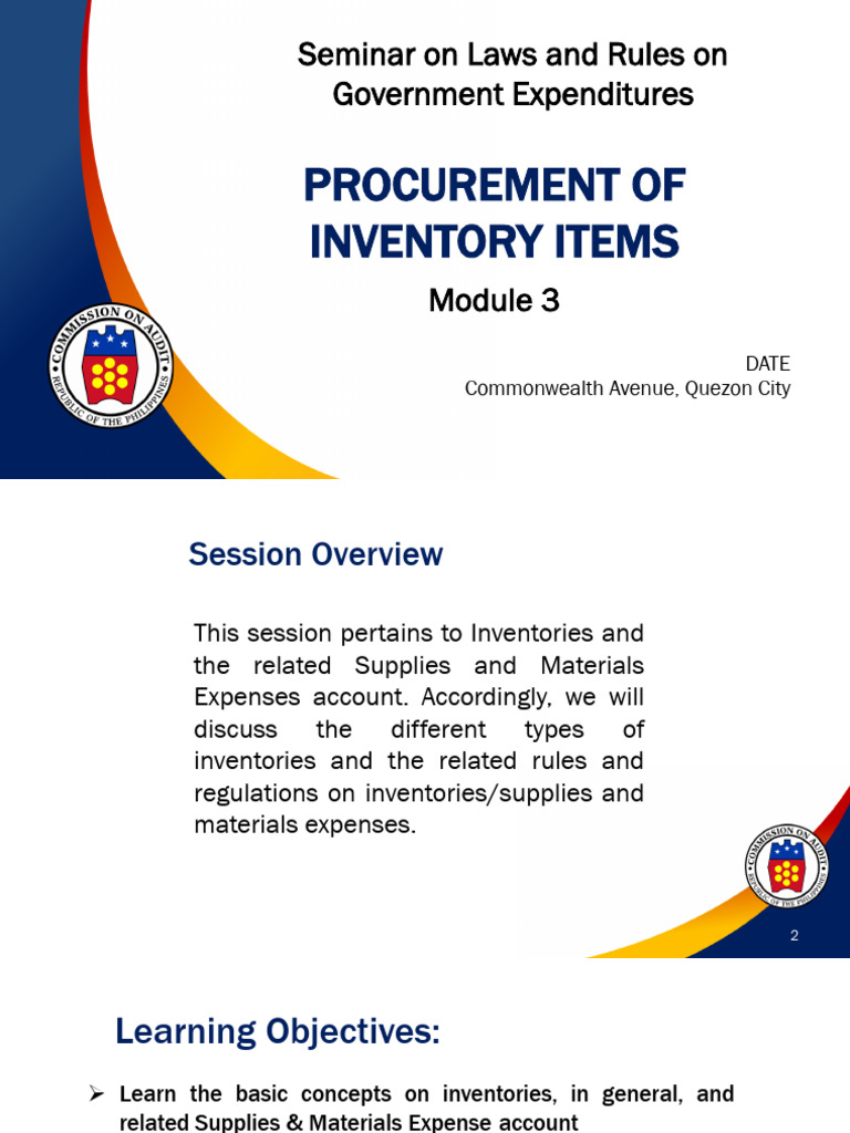 Government Inventory Procurement Seminar | PDF | Debits And Credits ...