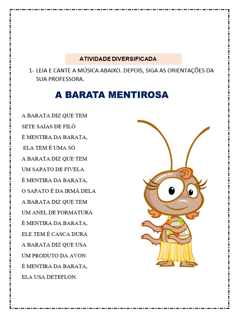 Atividade Estrutura Da Palavra Barata | PDF