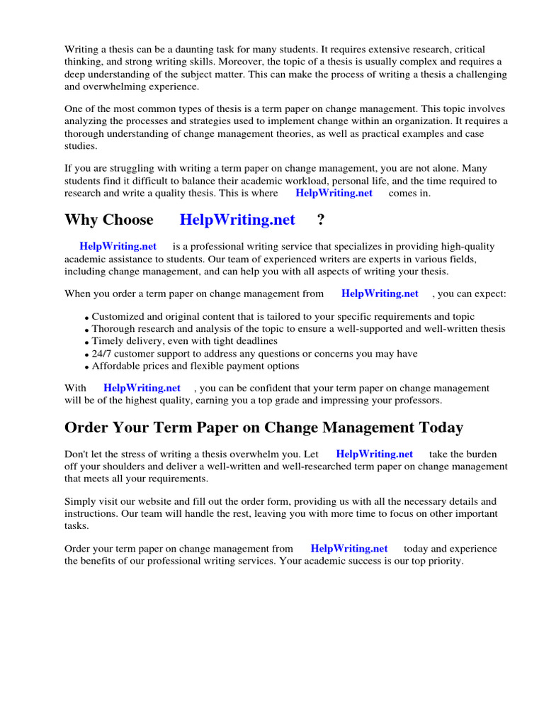 Change Management Thesis Help | PDF | Change Management | Thesis