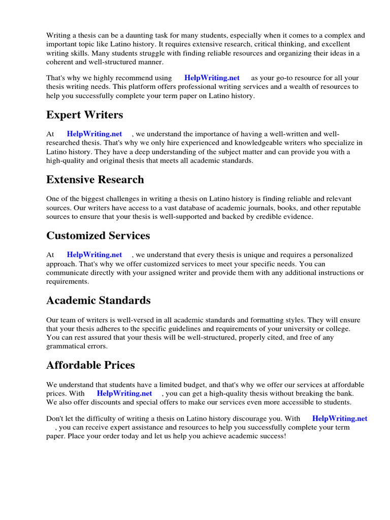 Term Paper Resource Guide To Latino History | PDF | Thesis | Experience