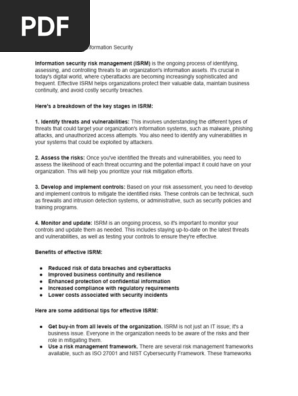 Risk Management in Information Security