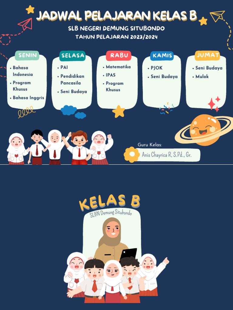 Jadwal Pelajaran Kelas B SLB Demung | PDF | Seni & Disiplin Bahasa