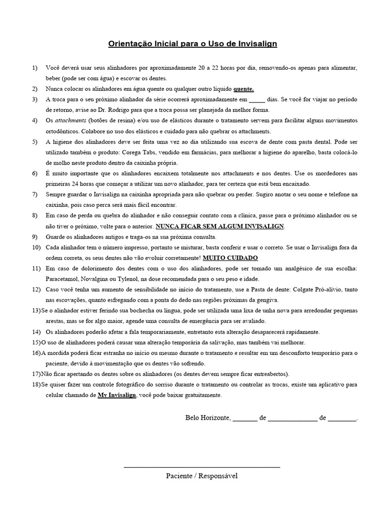 Orientação Inicial para o Uso de Invisalign | PDF | Dente humano