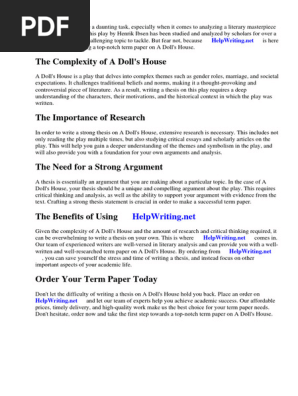 A Dolls House Term Paper