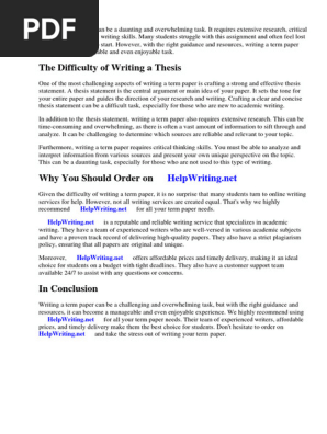 Guide to Writing Term Paper