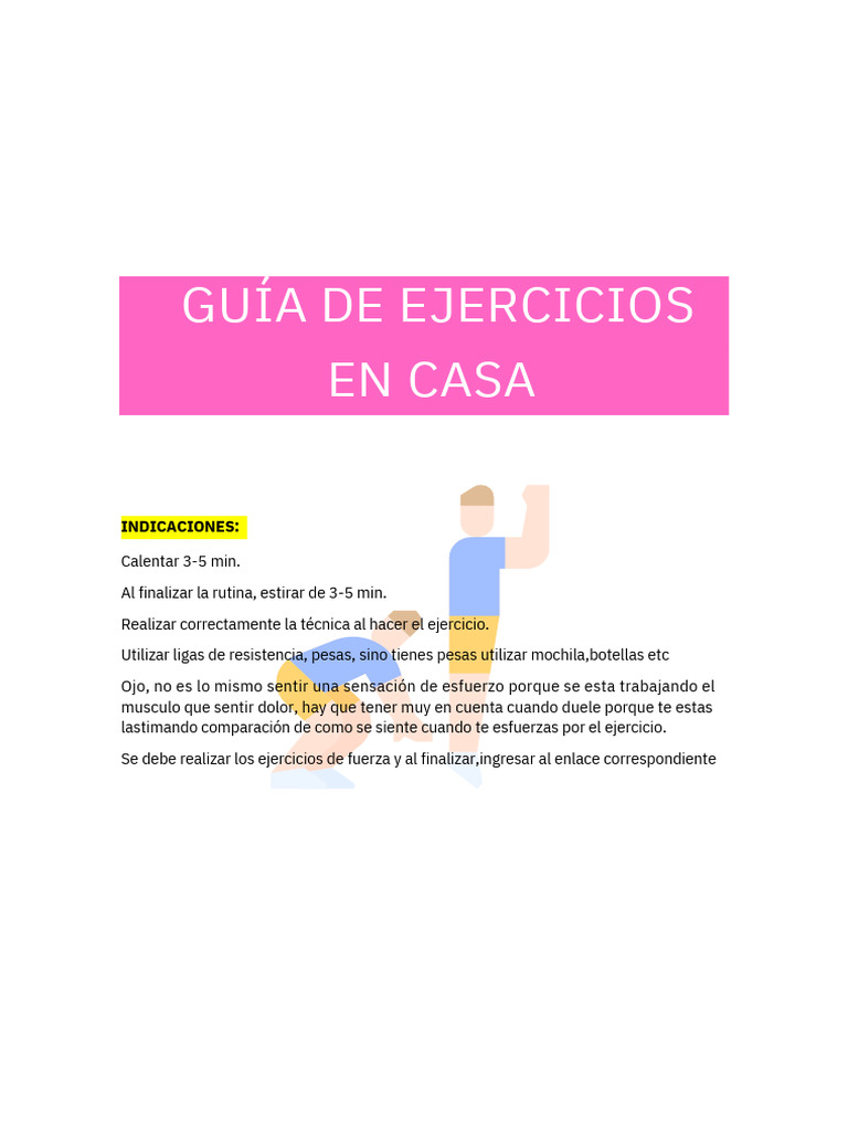 Guia de Ejercicios en Casa | PDF | Entrenamiento con pesas | Manejo de ...