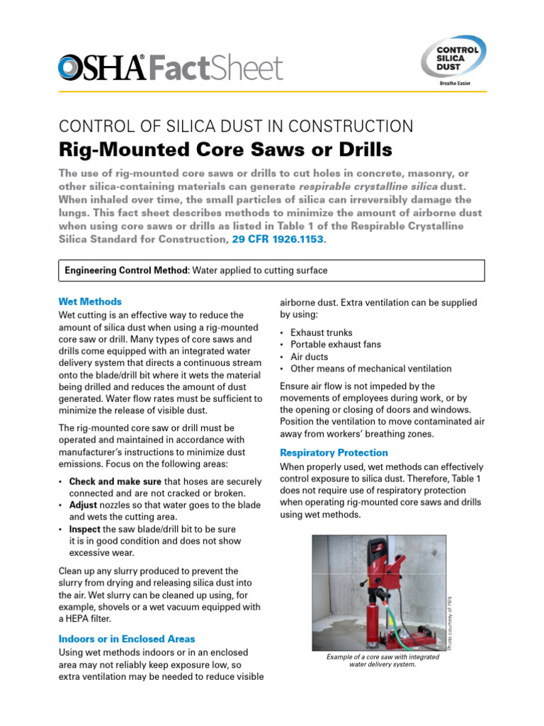 Silica Dust Control in Construction | PDF | Occupational Safety And ...