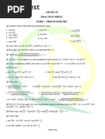 Practice Sheet Trigonometry