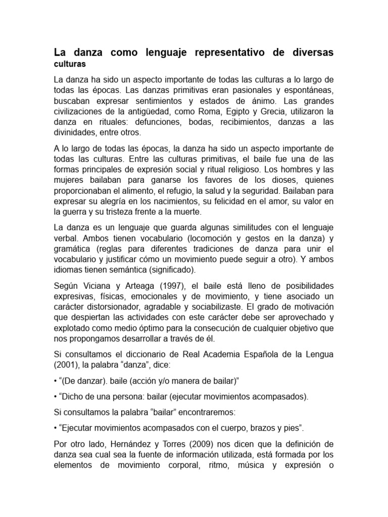 La Danza Como Lenguaje Representativo de Diversas Culturas | PDF | Bailes