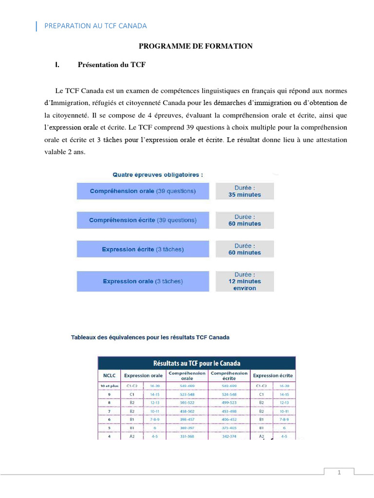 Préparation au TCF Canada | PDF | la communication | Langue française