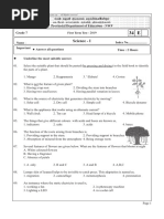 Grade 07 Science 1st Term Test Paper 2019 English Medium - North Western Province