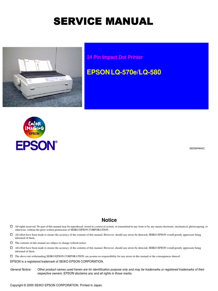 LQ570Eservicem | Alternating Current | Typefaces. Epson FX-2180 Service  Manual ...