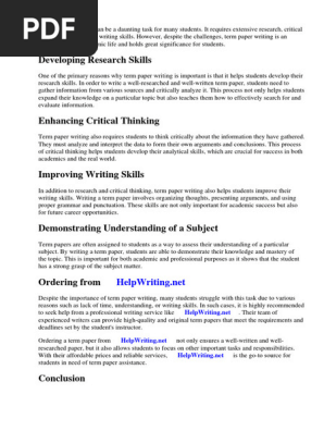 Importance of Term Paper Writing