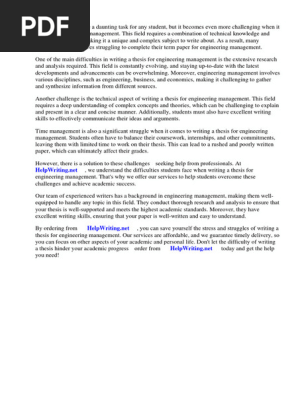 Term Paper for Engineering Management