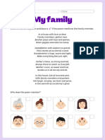 My Family Poem Worksheet in Purple Illustrative Style