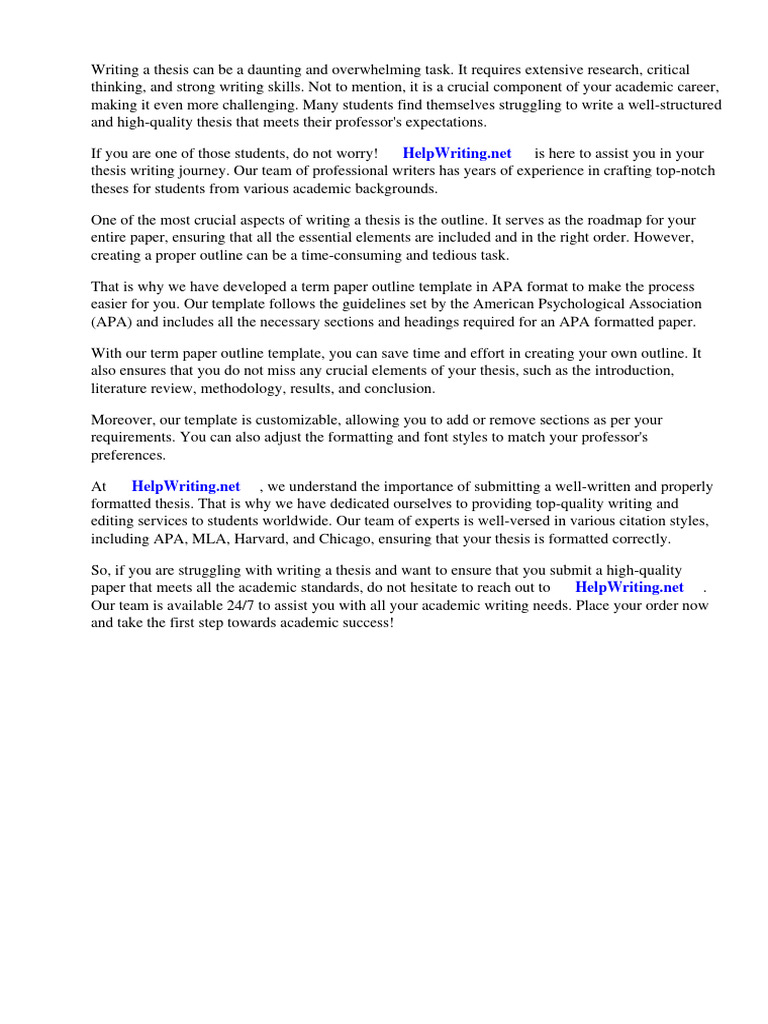 Term Paper Outline Template Apa | PDF | Apa Style | Adobe Photoshop