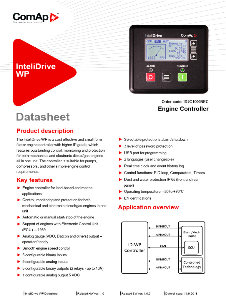 InteliDrive WP Engine Controller Datasheet | PDF | Power Supply | Sensor