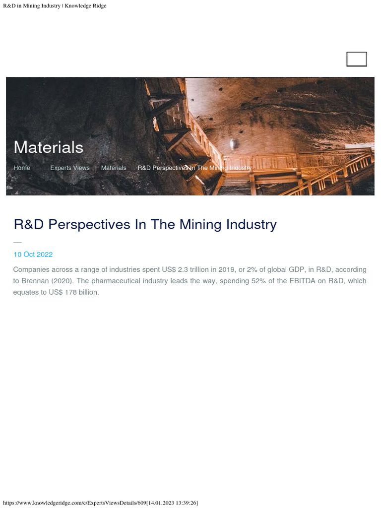 R&D Challenges in Mining Industry | PDF | Mining | Research And Development