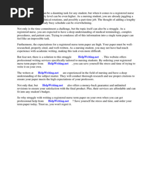 Registered Nurse Term Paper