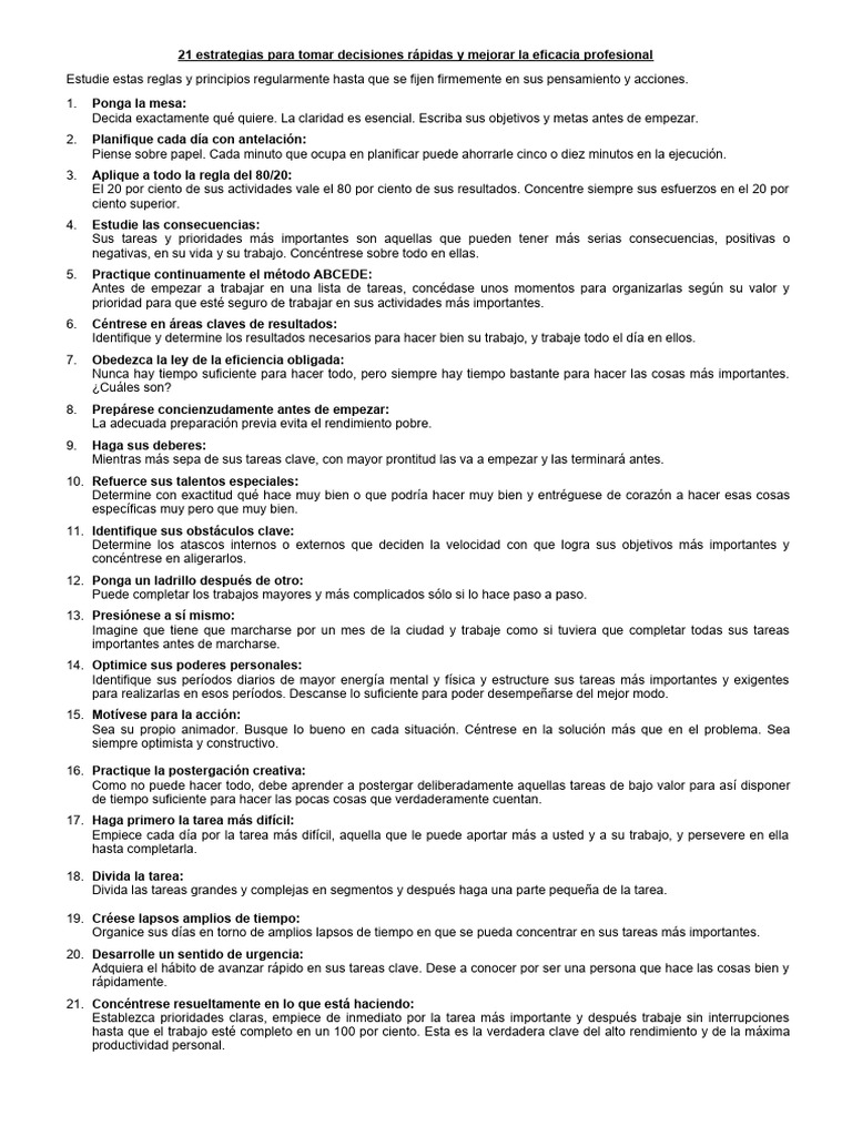 Estrategias para Decisiones Rápidas | PDF | Crecimiento personal y ...