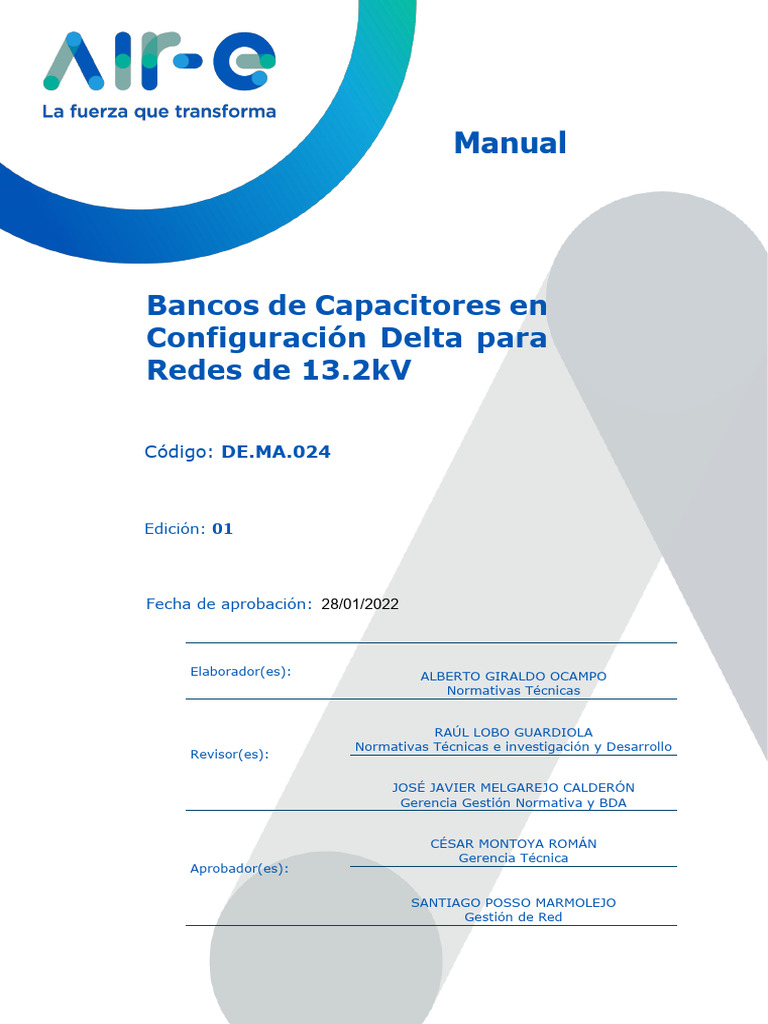 De MA 024 Bancos Capacitores Delta 15kv | PDF | Scada | Corriente eléctrica