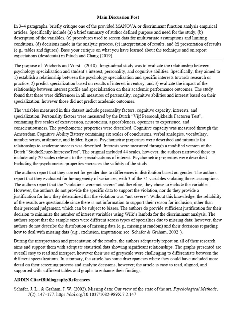 Multivariate Analysis Article Critique Download Free Pdf