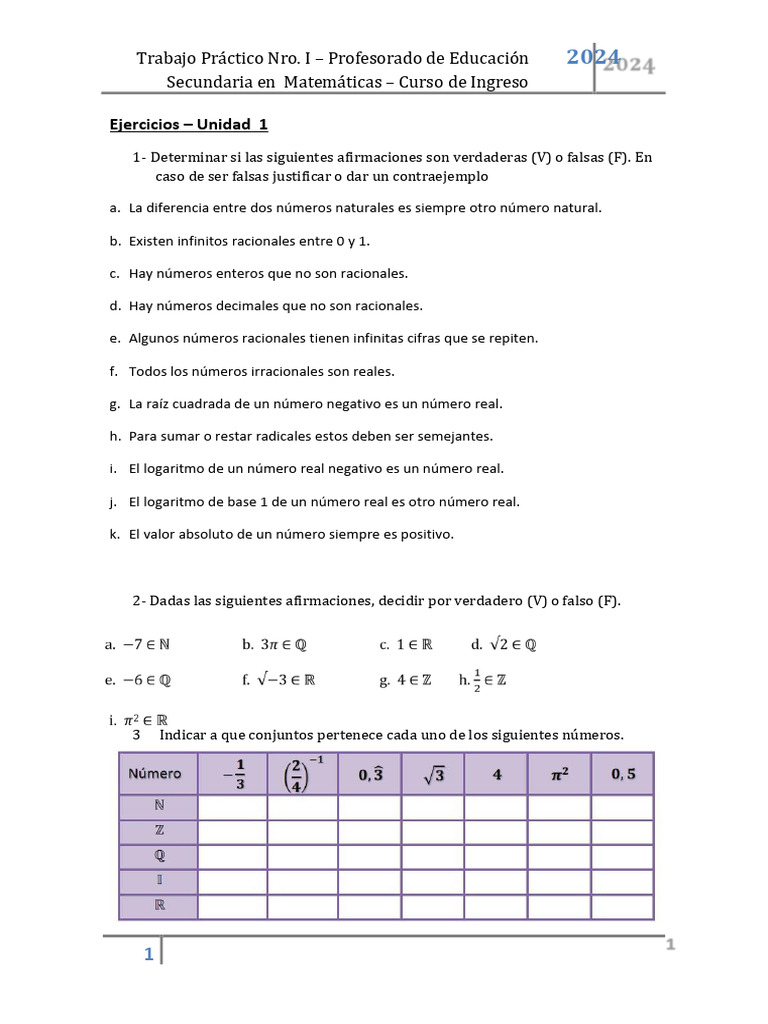 Trabajo Práctico de Matemáticas 1° Secundaria | PDF | Métodos y ...
