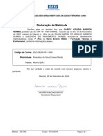 Declaração de Matrícula: GOMES, Portador (A) Do CPF Nº: 11817349406, Nascido (A) No Dia 12 de Novembro