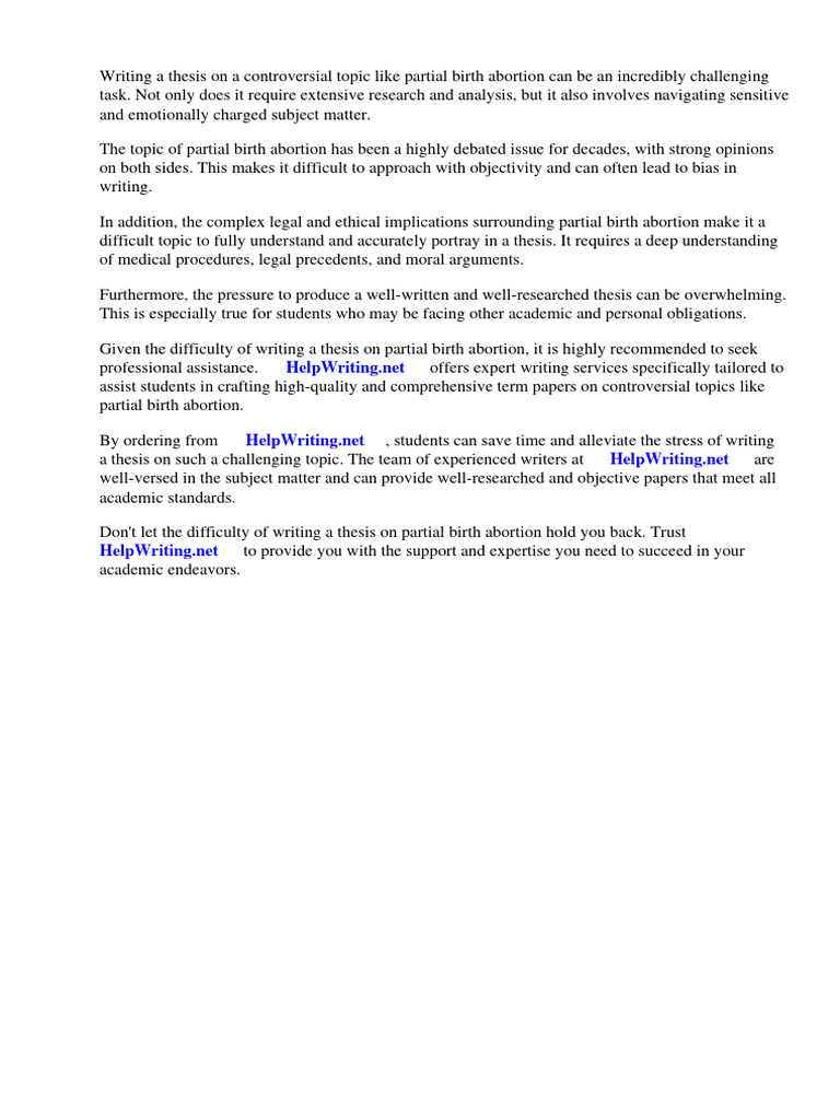 Thesis Guide: Partial Birth Abortion | PDF | Abortion | Medical Law