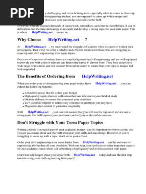 Civil Engineering Term Paper Topics