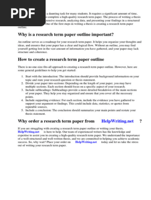 Research Term Paper Outline