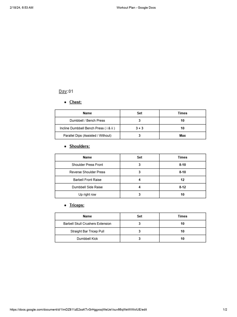 GOOGLE DOCS WORKOUT PLANNER TEMPLATE intelligence overview