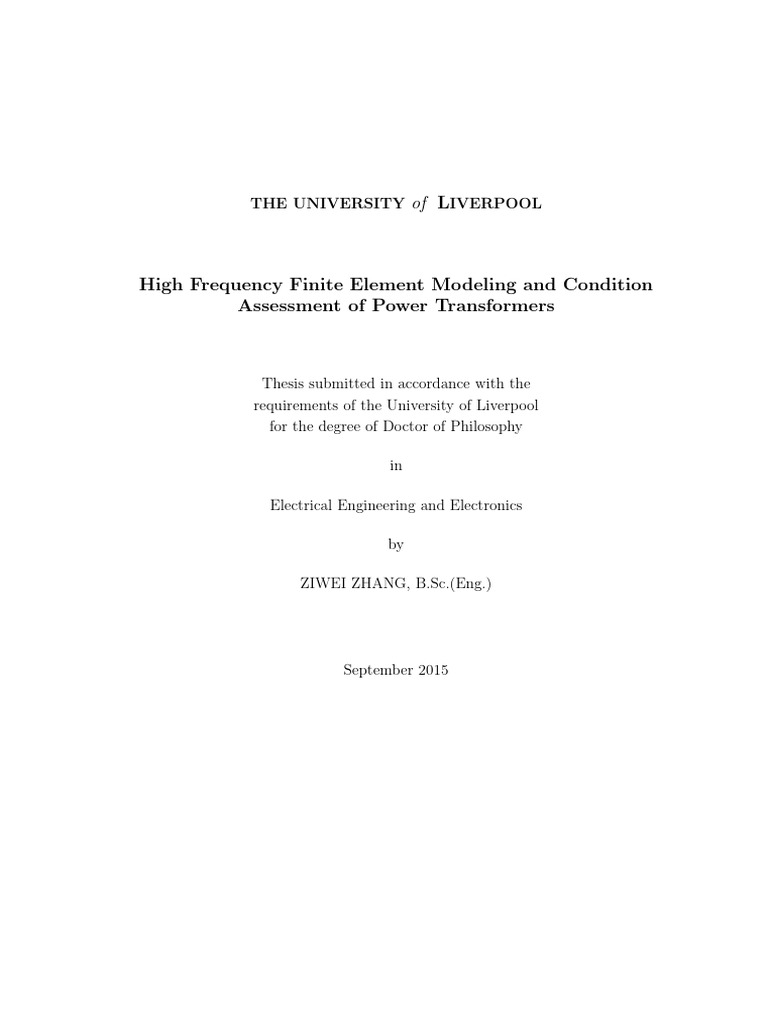 ZhangZiw Sep2015 2052862 | PDF | Transformer | Finite Element Method