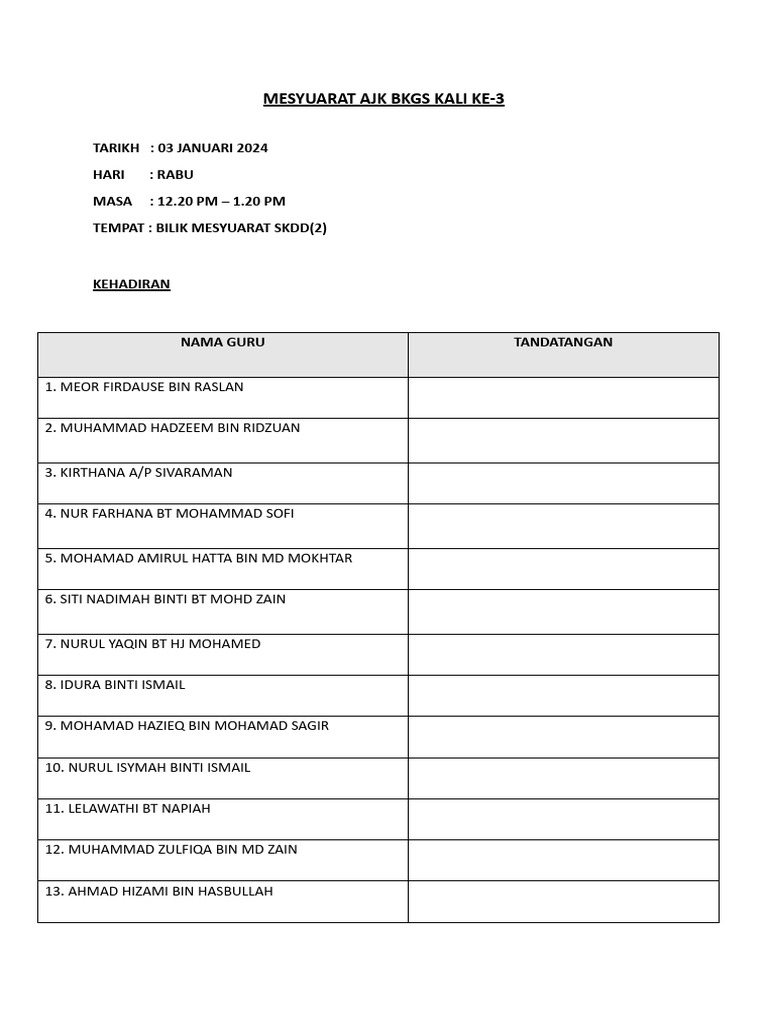 Carian Solekan Minimum Untuk Pergi Ke Mesyuarat