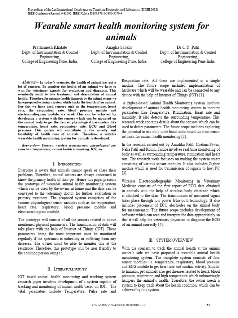 Wearable Smart Health Monitorinf System For Animals | PDF | Monitoring ...