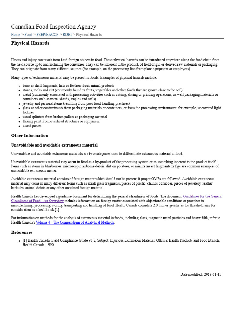 Reference Database For Hazard Identification Physical Hazards Metal