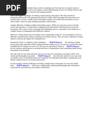 Family History Term Paper