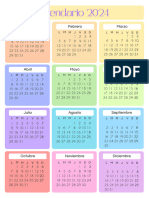 Documento A4 Calendario 2024 Infantil Divertido Colorido
