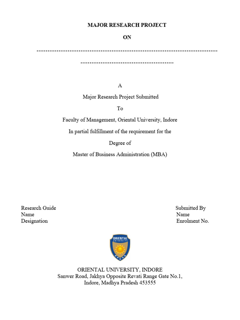 MBA Major Research Project Submission | PDF | Business
